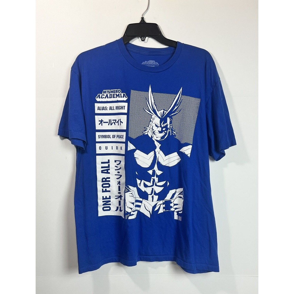My Hero Academia All Might One For All Kanji Pacific T Shirt BLUE Adult XL